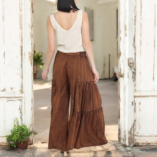 Mineral Washed Flowy Flares MOCHA