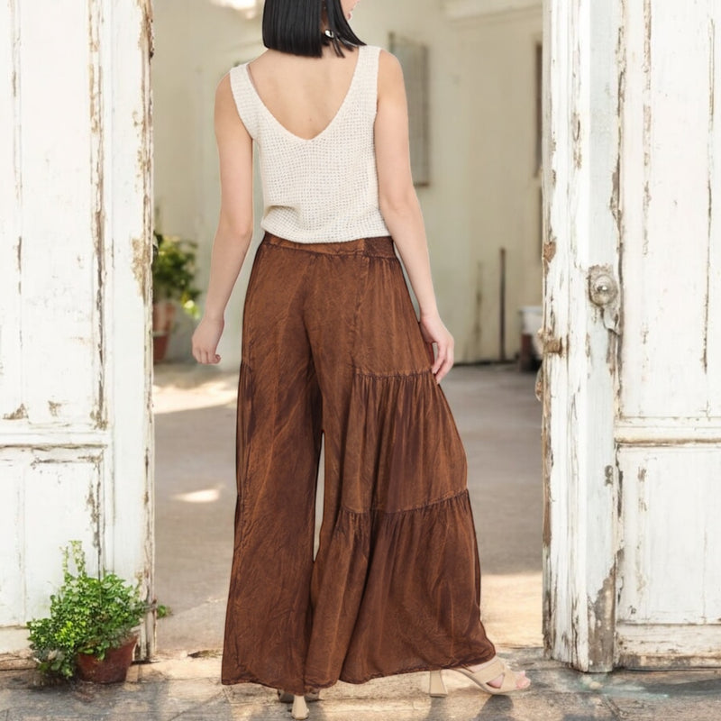 Mineral Washed Flowy Flares MOCHA