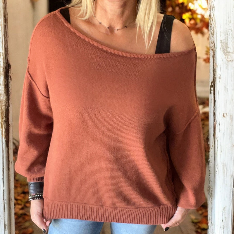 Off Shoulder Sweater RUST