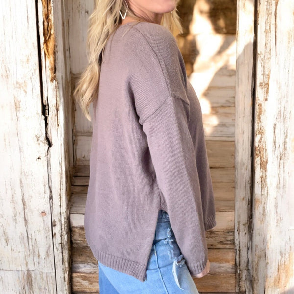 Embroidered LOVE Sweater TAUPE