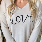 Embroidered LOVE Sweater BEIGE