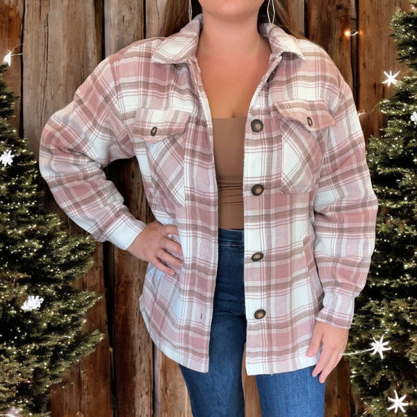 Open Spaces Plaid Jacket PINK