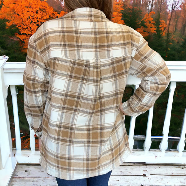 Open Spaces Plaid Jacket TAN