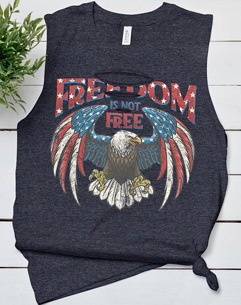 Freedom is not Free Muscle Tank Charcoal