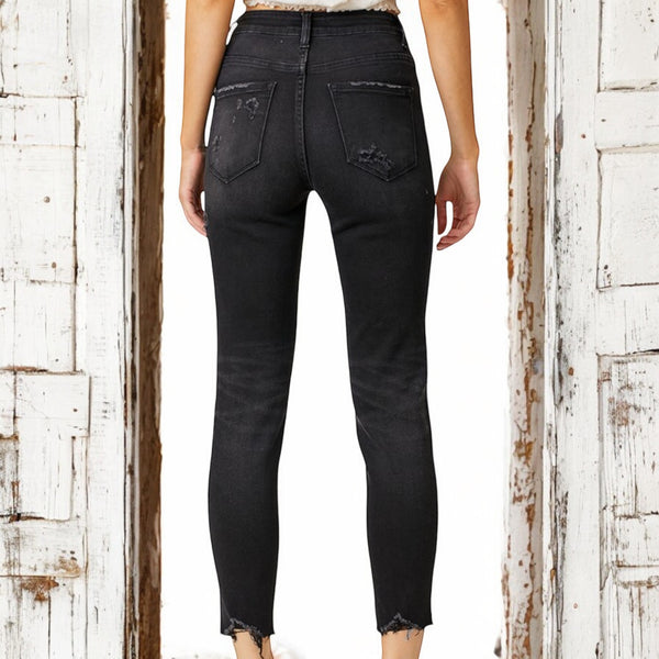 High Rise Ankle Skinnies BLACK