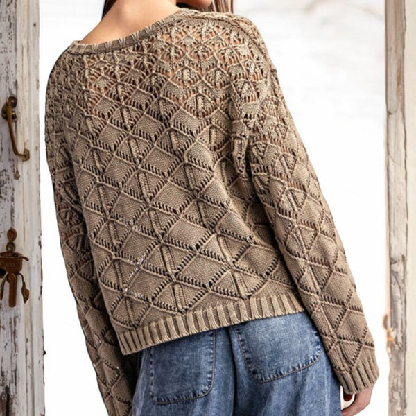 Hey Mama Mineral Washed Sweater TAUPE