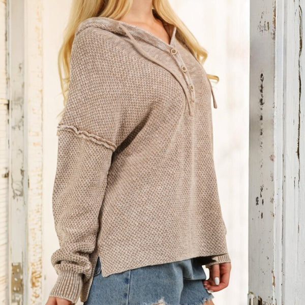 Cozy Henley Hoodie BEIGE