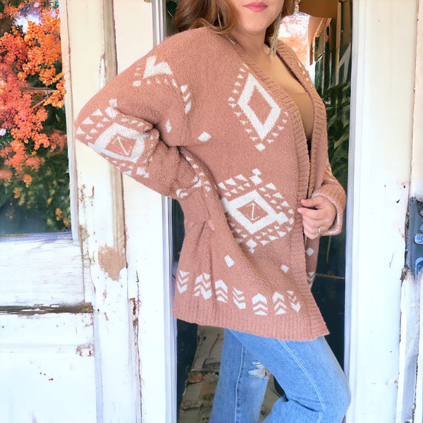 Wind Spirit Aztec Cardigan CAMEL