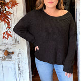 Come With Me Off Shoulder Sweater BLACK