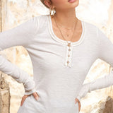 Maya Button Front Henley IVORY