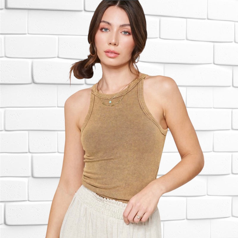 Mineral Washed Halter TAUPE