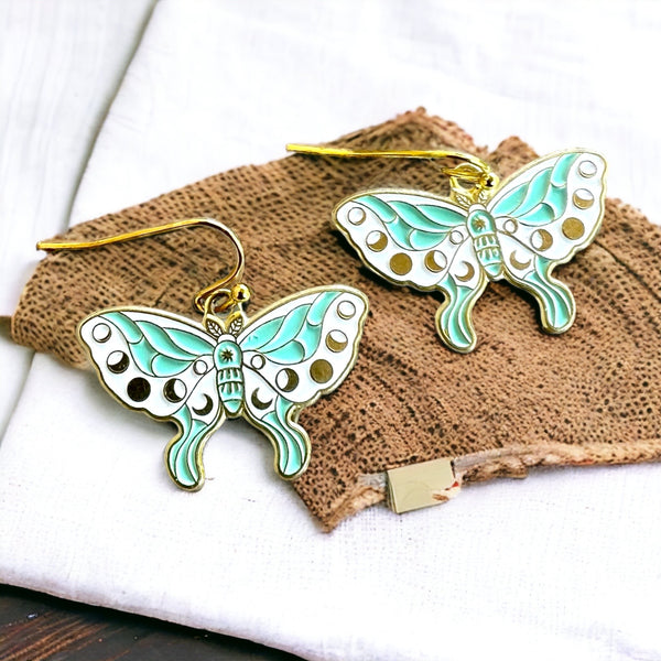 Moth Earrings AQUA
