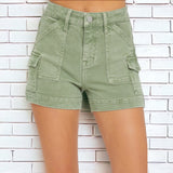 Olive High Rise Cargo Shorts