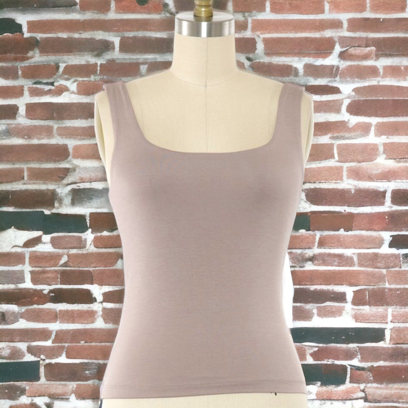 Square Neck Tank TAUPE