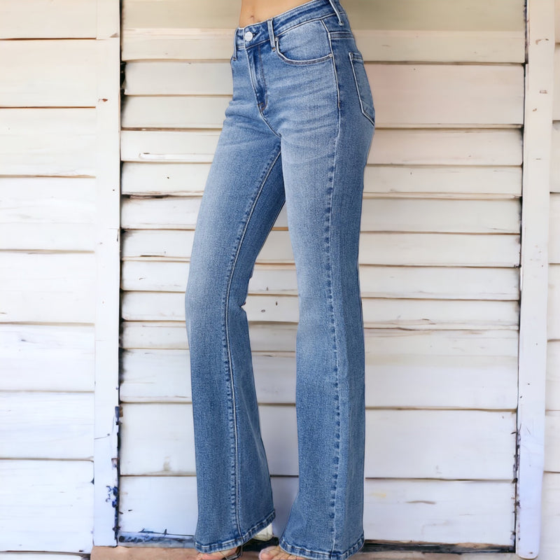 Mid Rise Basic Flare Jeans