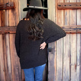 Willow Open Weave V Neck Sweater BLACK