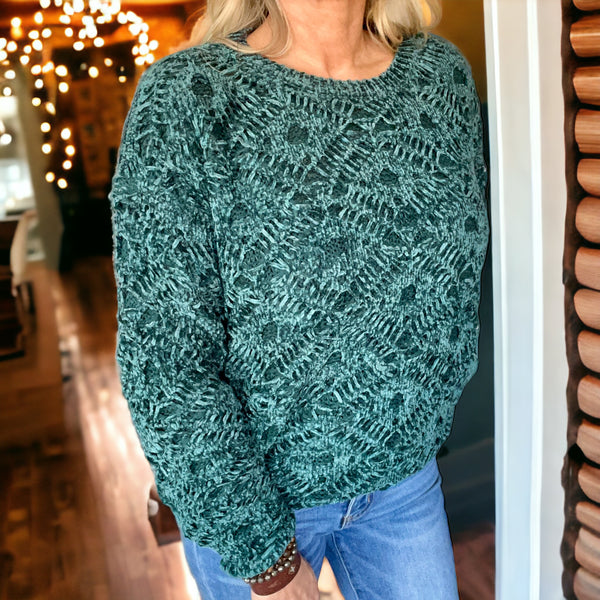 Chenille Cut Out Sweater JADE