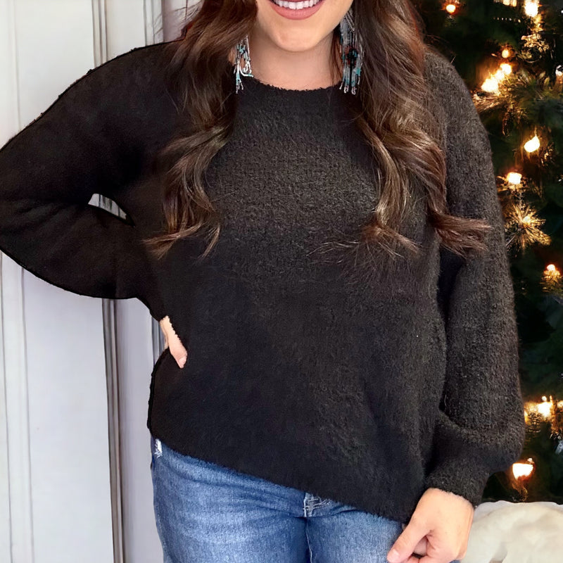 Plush Festive Sweater BLACK