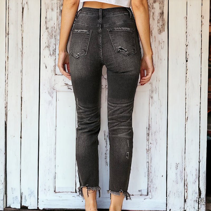 Relaxed Distressed Skinnies BLACK