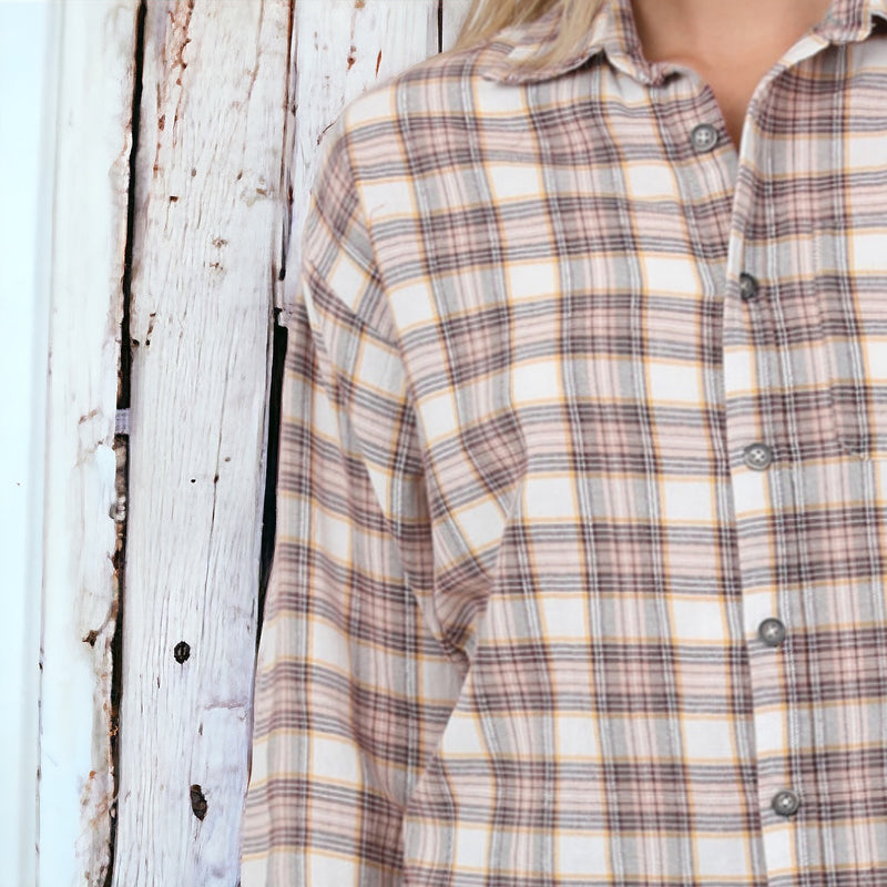 River Plaid Button Up IVORY
