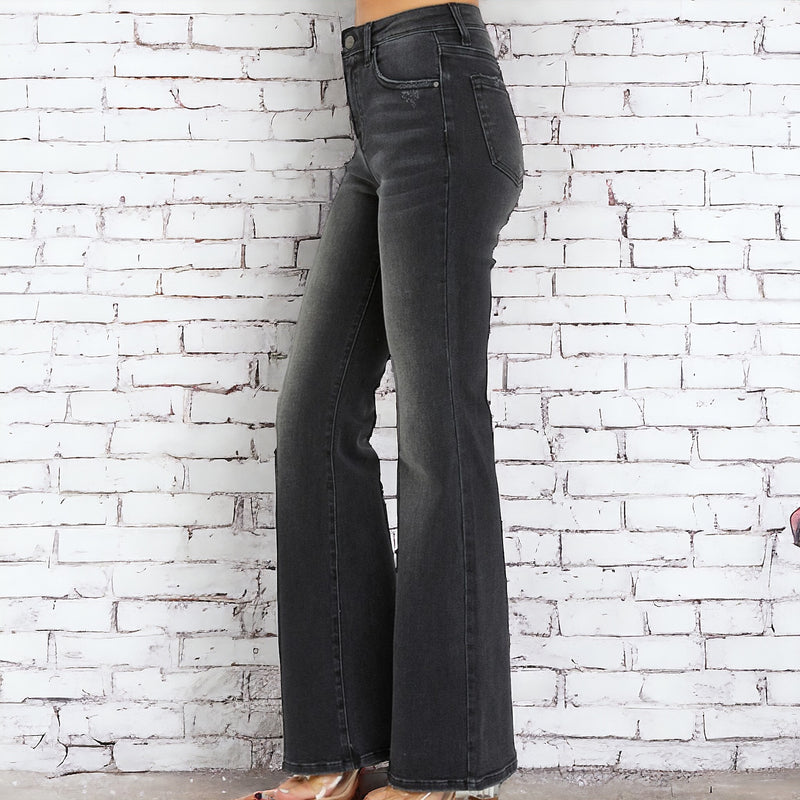 Mid Rise Bootcut Jeans BLACK