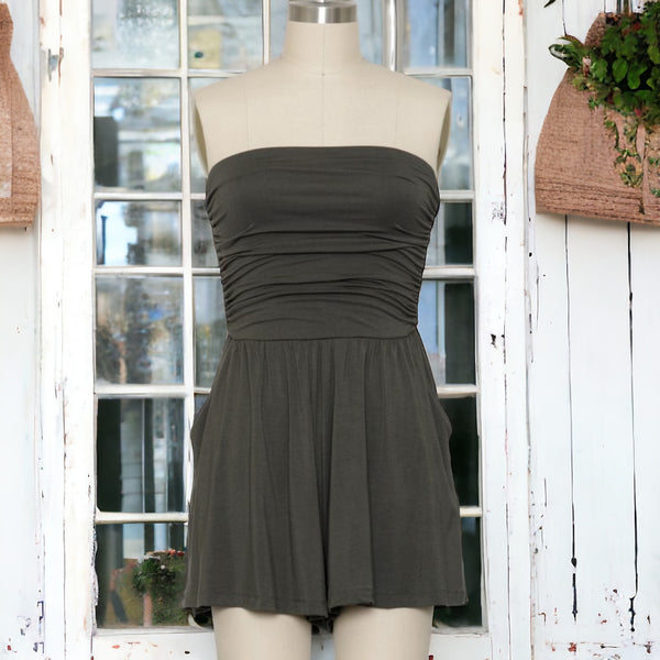 Gun Metal Strapless Romper