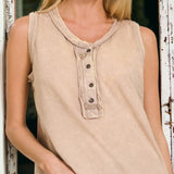 Washed Henley Tank ASH MOCHA