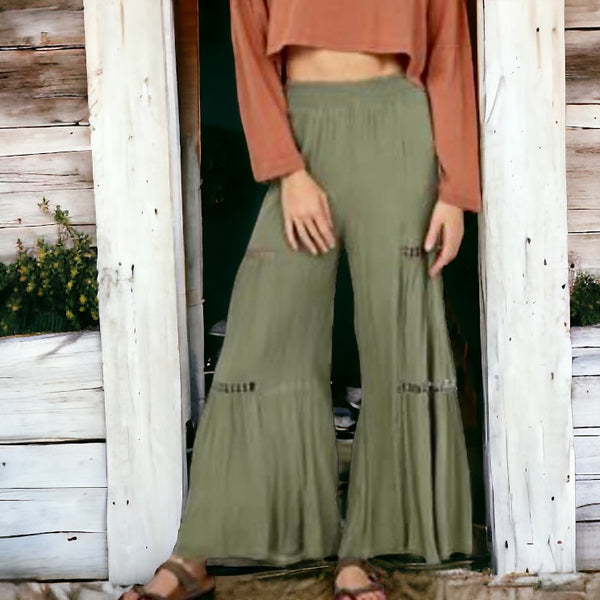 Crochet Wide Leg Pants OLIVE