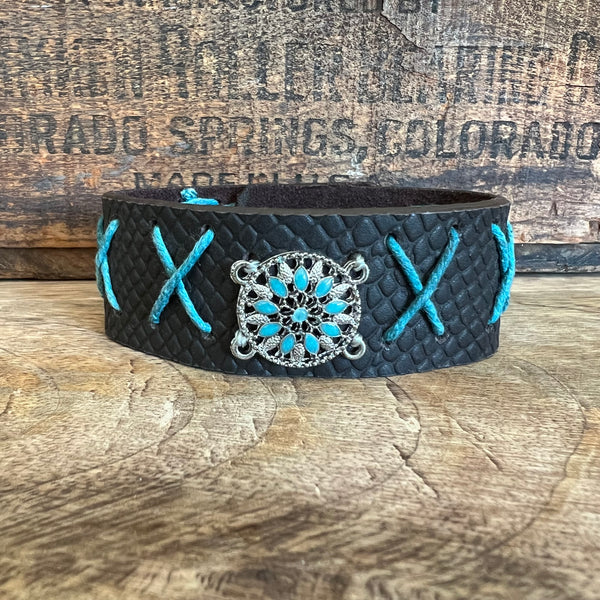 Small Floral Leather Cuff
