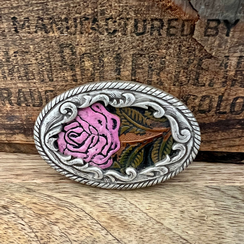 Small Vintage Pink Rose Buckle