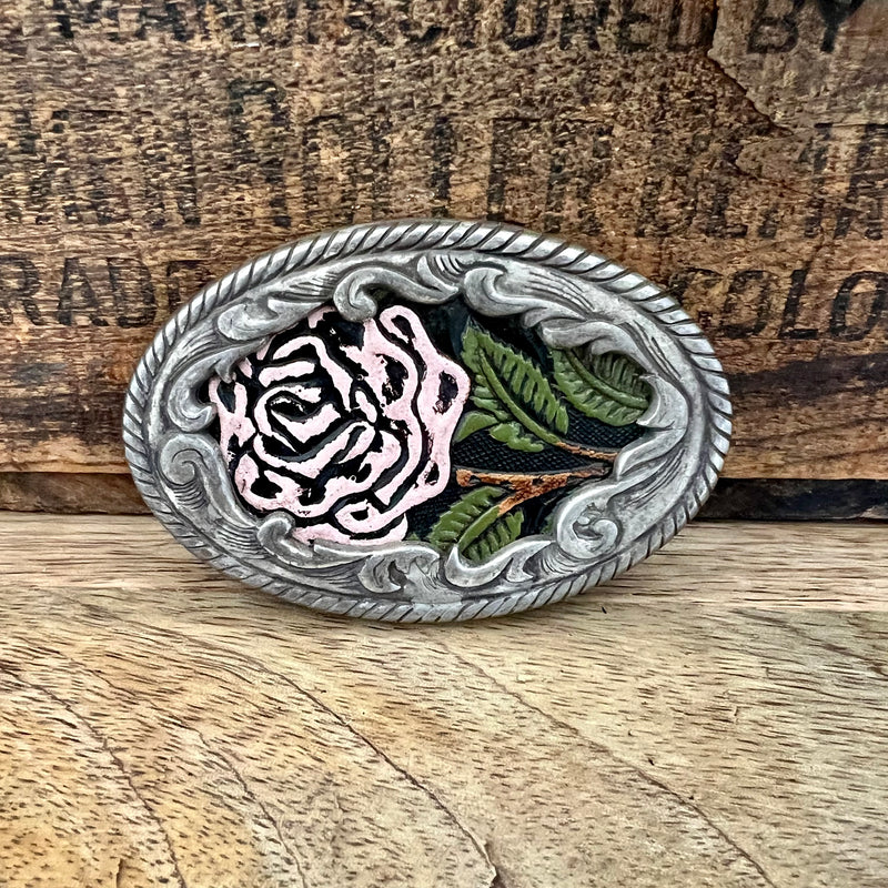 Small Vintage Pale Pink Rose Buckle