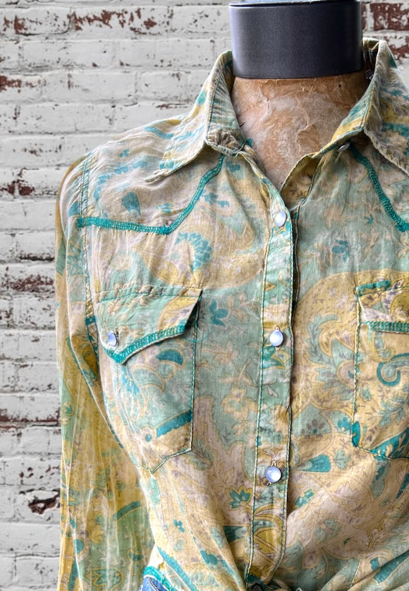 Vintage Cotton Button Up TEAL WASHED