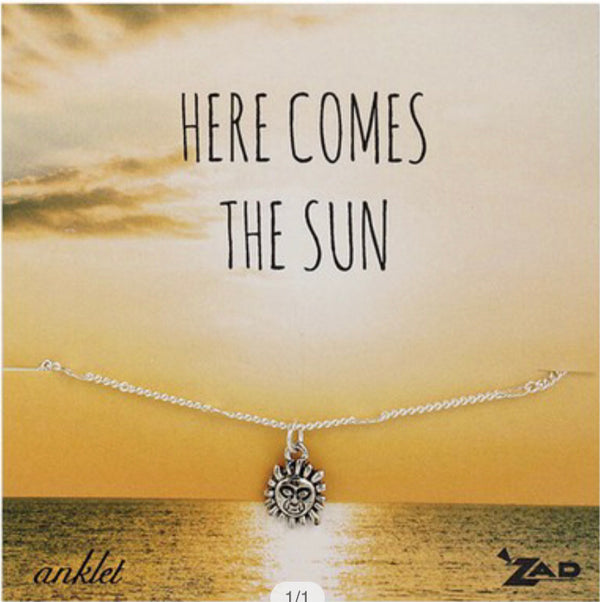 Silver Here Comes The Sun Anklet